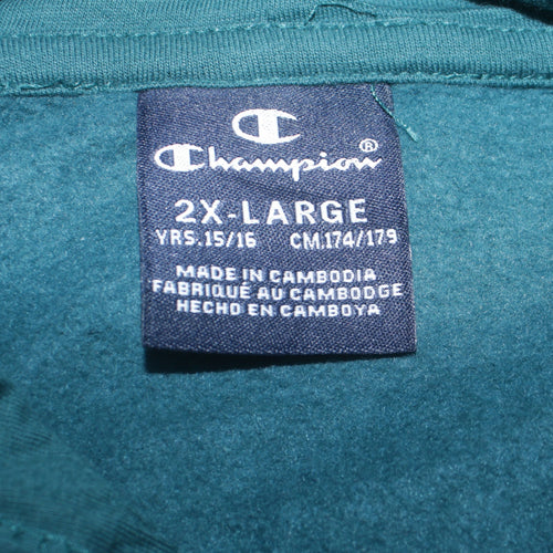 Champion Boys Green 15-16 Years Pullover Hoodie with Logo Tape Details