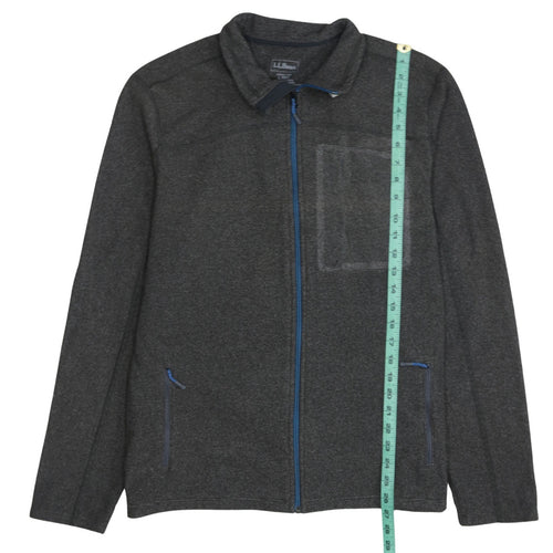 L.L.Bean Men's Grey Full Zip Fleece Jacket Size L Lightweight Outdoor