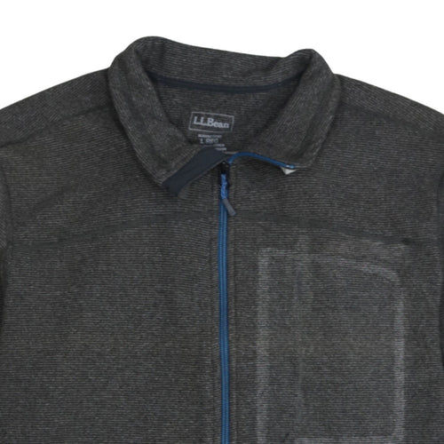 L.L.Bean Men's Grey Full Zip Fleece Jacket Size L Lightweight Outdoor