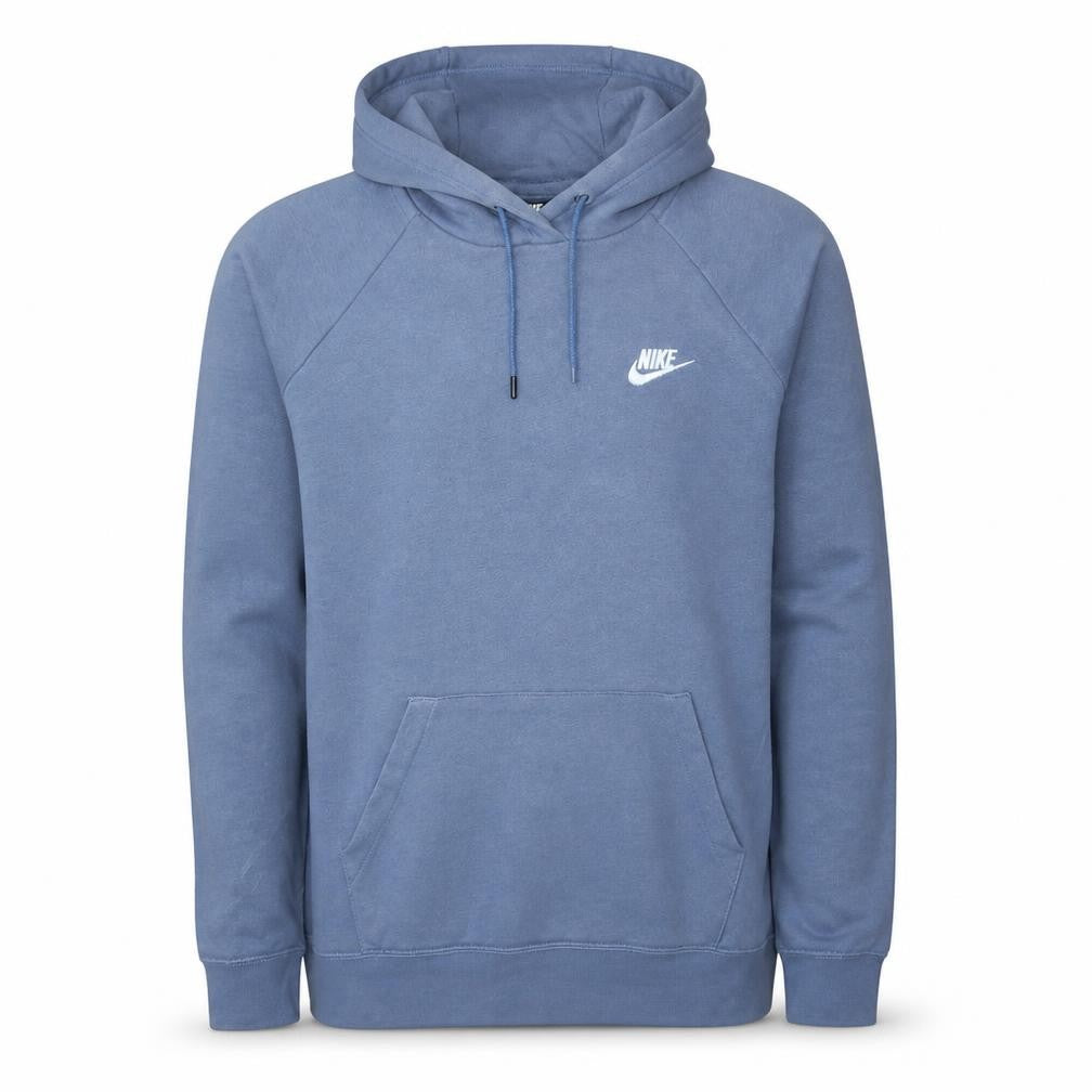 Front view of Nike Men's Blue Pullover Hoodie L Logo Fleece Sweatshirt