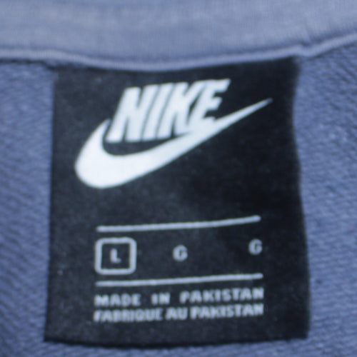 Nike Men's Blue Pullover Hoodie L Logo Fleece Sweatshirt
