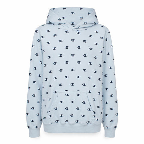 Champion Women’s Light Blue XS Pullover Hoodie All Over Logo Print