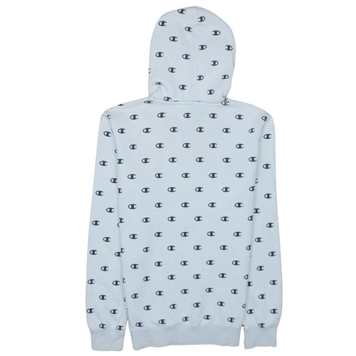 Champion Women’s Light Blue XS Pullover Hoodie All Over Logo Print