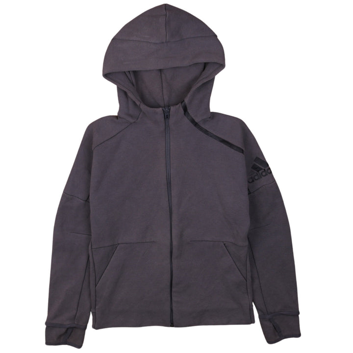 Adidas Boys Grey Full Zip Hoodie 11-12 Years Regular Fit Hooded Sweatshirt