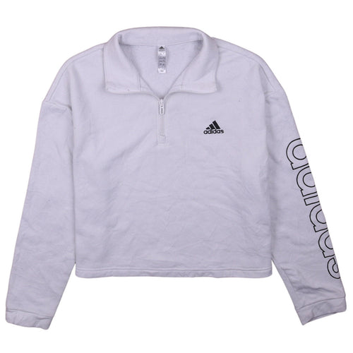 Adidas Womens White 1/2 Zip Pullover Sweatshirt L 16-18 Primegreen
