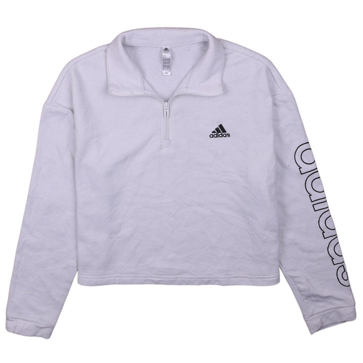 Adidas Womens White 1/2 Zip Pullover Sweatshirt L 16-18 Primegreen