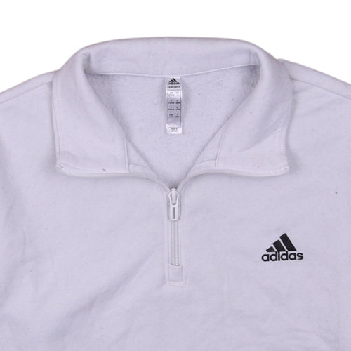 Adidas Womens White 1/2 Zip Pullover Sweatshirt L 16-18 Primegreen