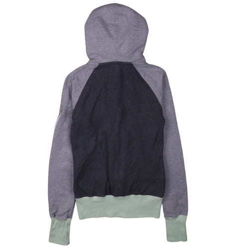 Nike Women Grey Colourblock Full Zip Hoodie XS Cotton Blend