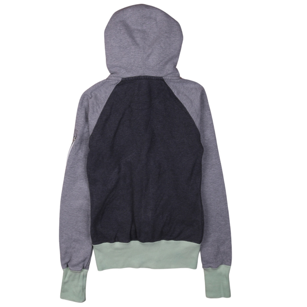 Nike Women Grey Colourblock Full Zip Hoodie XS Cotton Blend