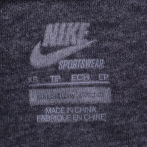 Nike Women Grey Colourblock Full Zip Hoodie XS Cotton Blend