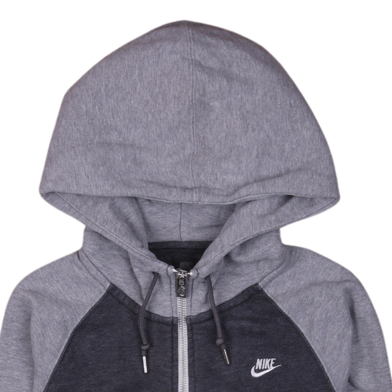 Nike Women Grey Colourblock Full Zip Hoodie XS Cotton Blend