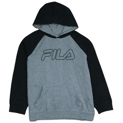 FILA Boys Grey Black Pullover Hoodie XL 14-16 Years Logo Sportswear