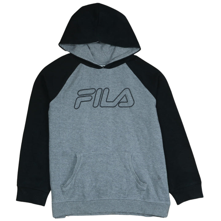 FILA Boys Grey Black Pullover Hoodie XL 14-16 Years Logo Sportswear