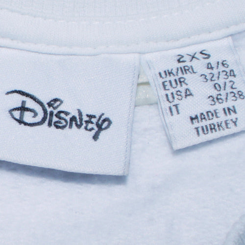 Disney Women's White Mickey Mouse Sketch Sweatshirt 2XS Pullover