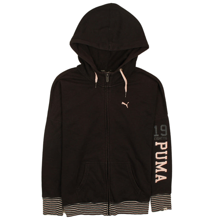 Puma Women's Black Full Zip Hoodie Size 14 Lined Casual Sweatshirt