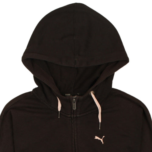 Puma Women's Black Full Zip Hoodie Size 14 Lined Casual Sweatshirt