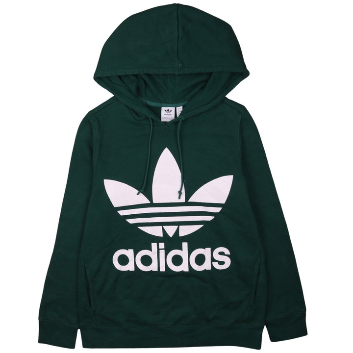 Adidas Womens Green Pullover Hoodie UK 12 Trefoil Logo Casual