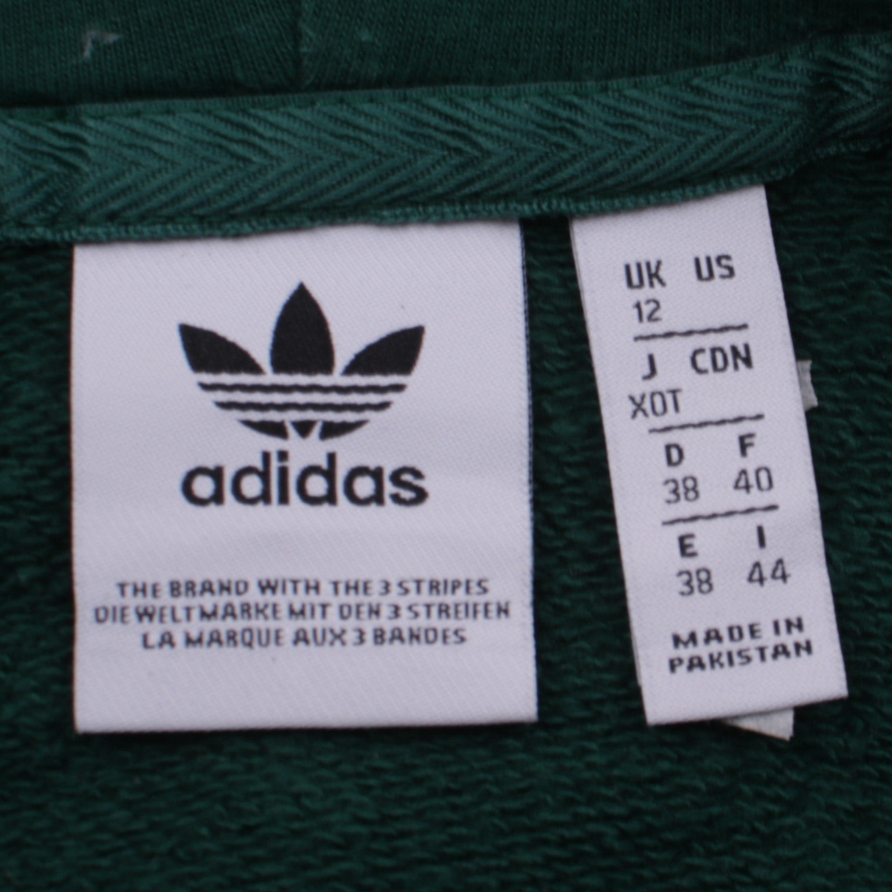 Adidas Womens Green Pullover Hoodie UK 12 Trefoil Logo Casual
