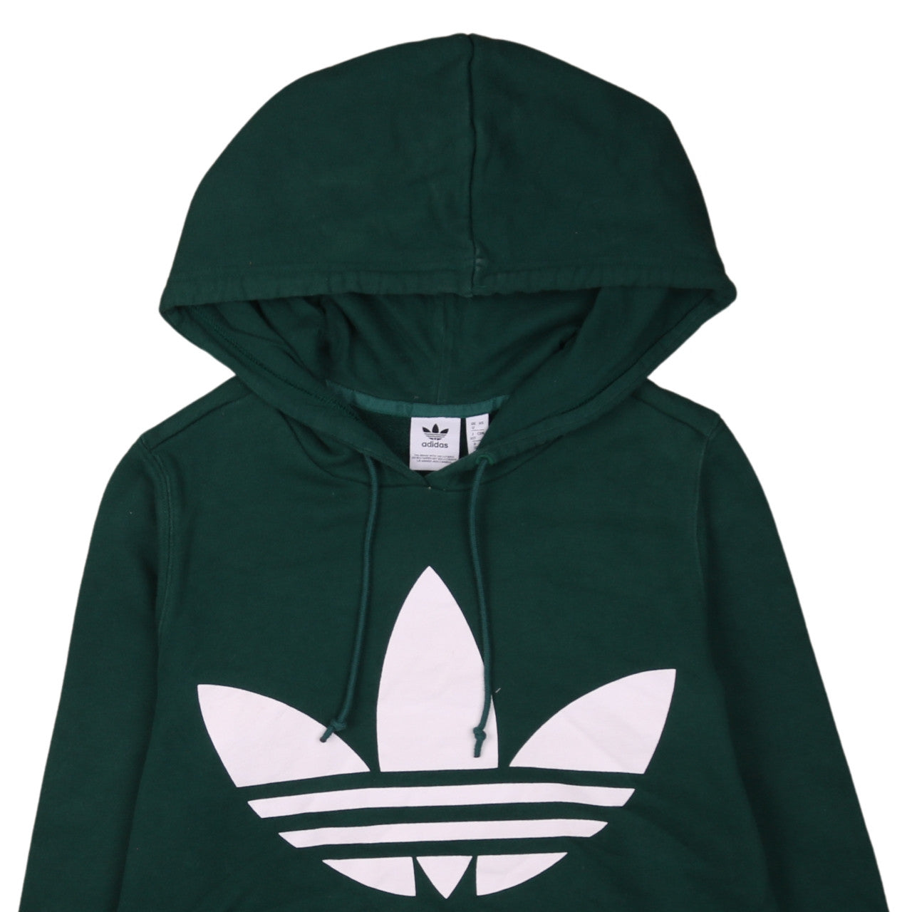 Adidas Womens Green Pullover Hoodie UK 12 Trefoil Logo Casual