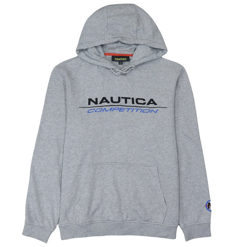 Nautica Men’s Grey Pullover Hoodie L Embroidered Logo Sportswear