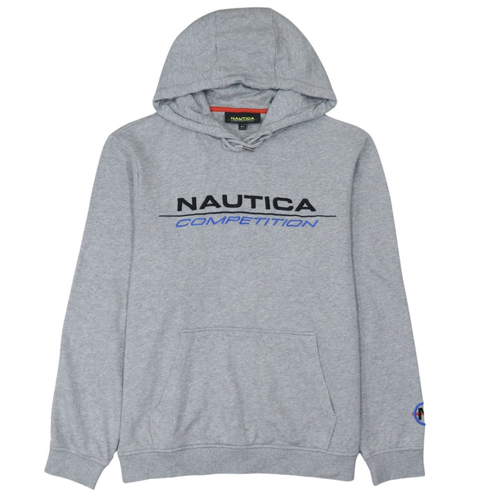 Nautica Men’s Grey Pullover Hoodie L Embroidered Logo Sportswear