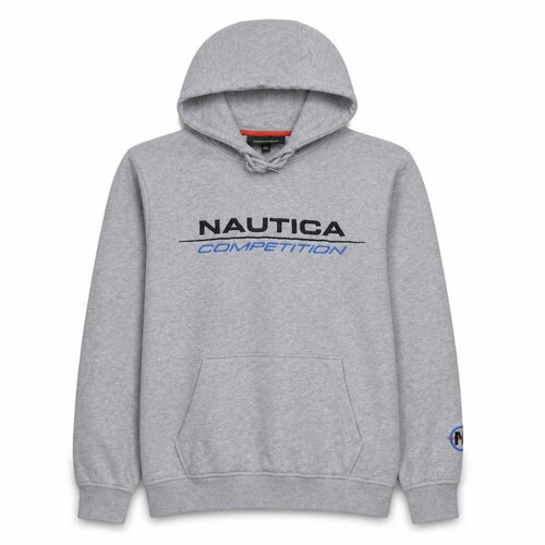 Nautica Men’s Grey Pullover Hoodie L Embroidered Logo Sportswear