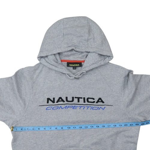 Nautica Men’s Grey Pullover Hoodie L Embroidered Logo Sportswear