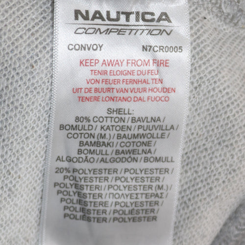 Nautica Men’s Grey Pullover Hoodie L Embroidered Logo Sportswear