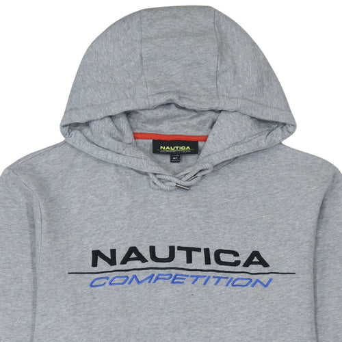Nautica Men’s Grey Pullover Hoodie L Embroidered Logo Sportswear