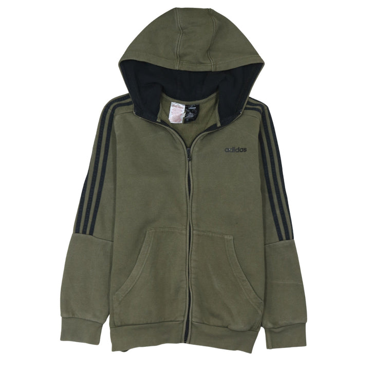 adidas Boys Green Full Zip Hoodie 13-14 Years Fleece Sports Sweatshirt