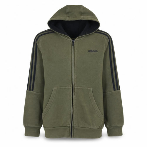adidas Boys Green Full Zip Hoodie 13-14 Years Fleece Sports Sweatshirt