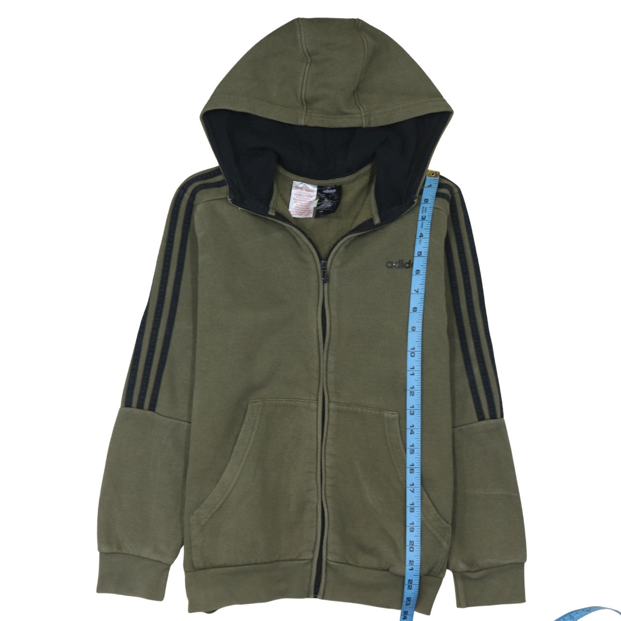 adidas Boys Green Full Zip Hoodie 13-14 Years Fleece Sports Sweatshirt