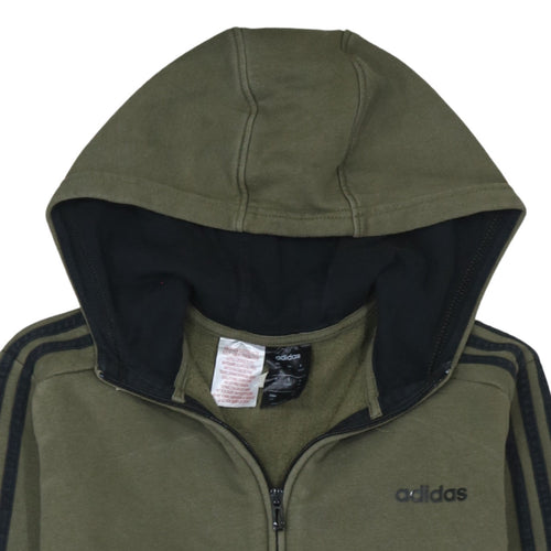 adidas Boys Green Full Zip Hoodie 13-14 Years Fleece Sports Sweatshirt