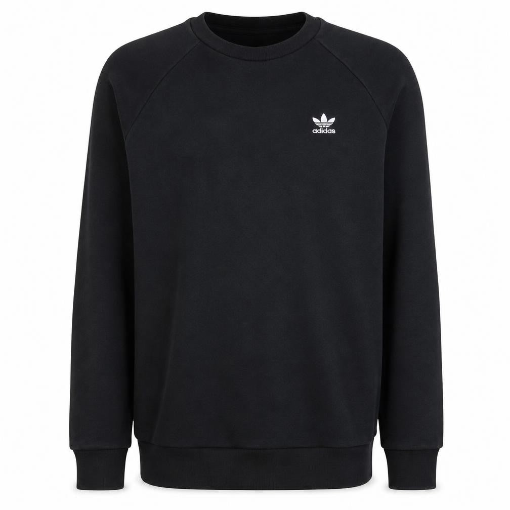 Front view of adidas Men Black Crew Neck Pullover Sweatshirt, size M