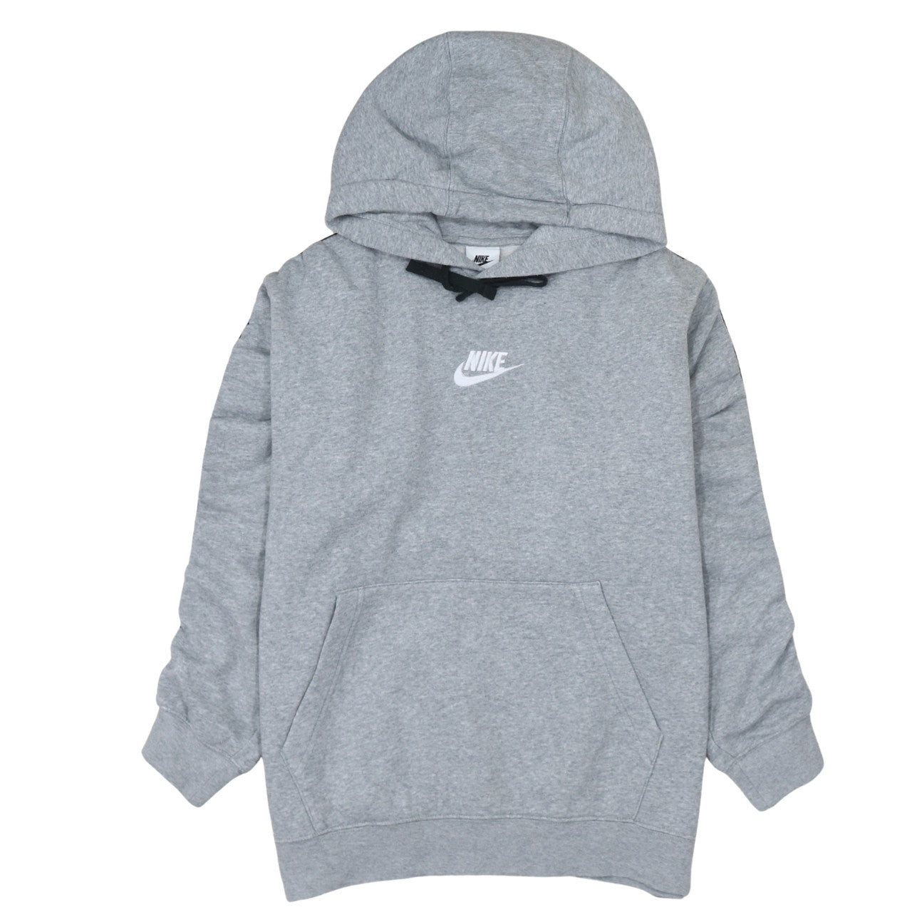 Nike Womens Grey Pullover Hoodie Sweatshirt M Drawstring Logo Lined