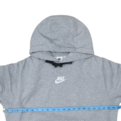 Nike Womens Grey Pullover Hoodie Sweatshirt M Drawstring Logo Lined