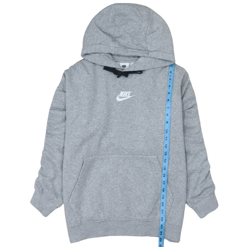 Nike Womens Grey Pullover Hoodie Sweatshirt M Drawstring Logo Lined