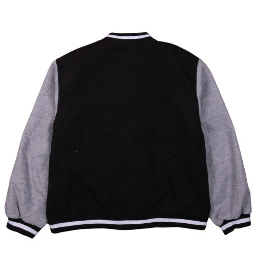 H&M Womens Black Varsity Jacket Size 14 Embroidered Crest Casual
