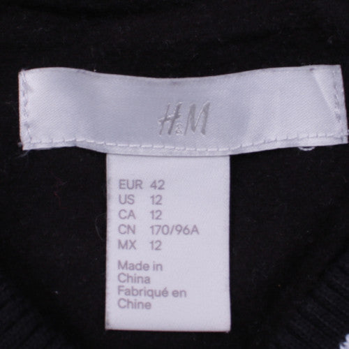 H&M Womens Black Varsity Jacket Size 14 Embroidered Crest Casual