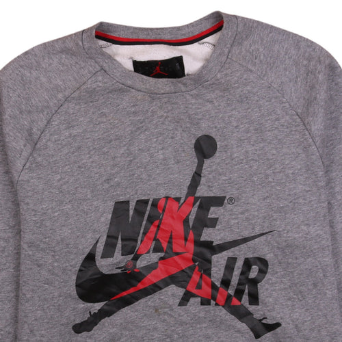 Nike Jordan Mens Grey Crew Neck Logo Pullover Sweatshirt M
