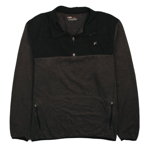 Fila Men’s Grey 1/4 Zip Sweatshirt Size L Regular Fit Logo Sport Top