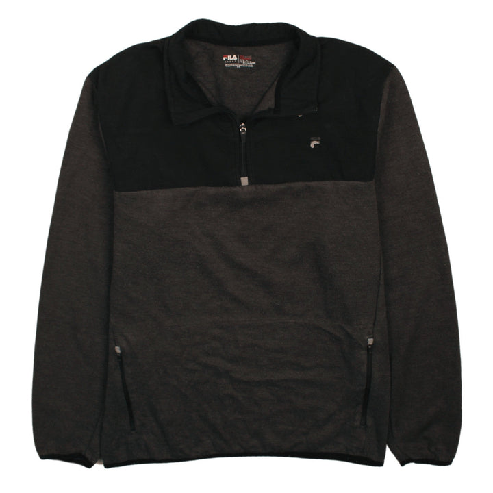 Fila Men’s Grey 1/4 Zip Sweatshirt Size L Regular Fit Logo Sport Top