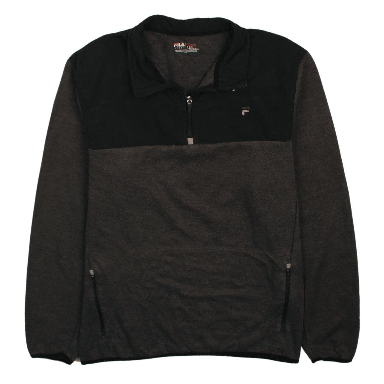 Fila Men’s Grey 1/4 Zip Sweatshirt Size L Regular Fit Logo Sport Top