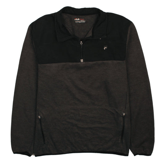Fila Men’s Grey 1/4 Zip Sweatshirt Size L Regular Fit Logo Sport Top