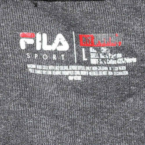 Fila Men’s Grey 1/4 Zip Sweatshirt Size L Regular Fit Logo Sport Top