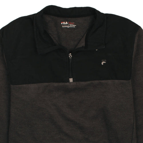 Fila Men’s Grey 1/4 Zip Sweatshirt Size L Regular Fit Logo Sport Top
