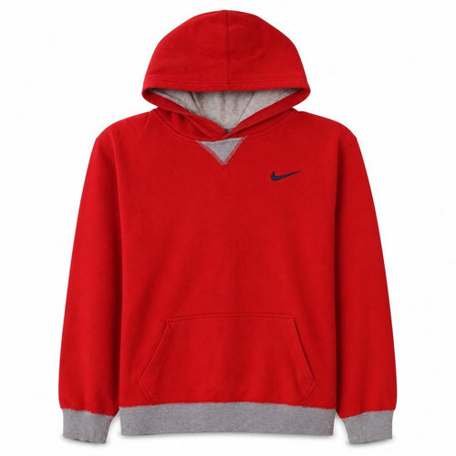 Nike Boys Red Pullover Hoodie XL - Classic Fleece Casual Sweatshirt