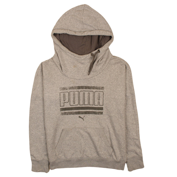 Puma Men's Grey Pullover Hoodie Size M Logo Fleece Sweatshirt