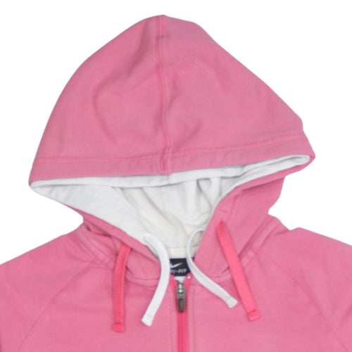 Nike Girls Pink Full Zip Hoodie Sweatshirt Medium UK 12-14 Dri-FIT