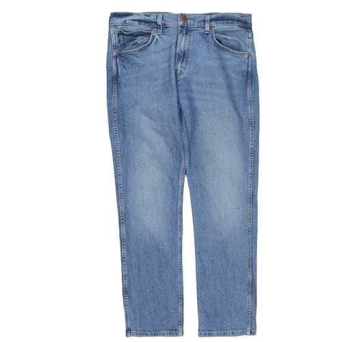 Wrangler Men Blue 33W 30L Straight Fit Denim Jeans
